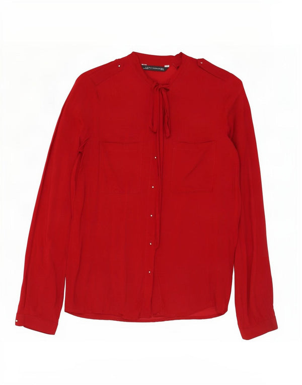 Zara Damen Militär-Hemdbluse, Gr. 10, klein, Burgunderrot