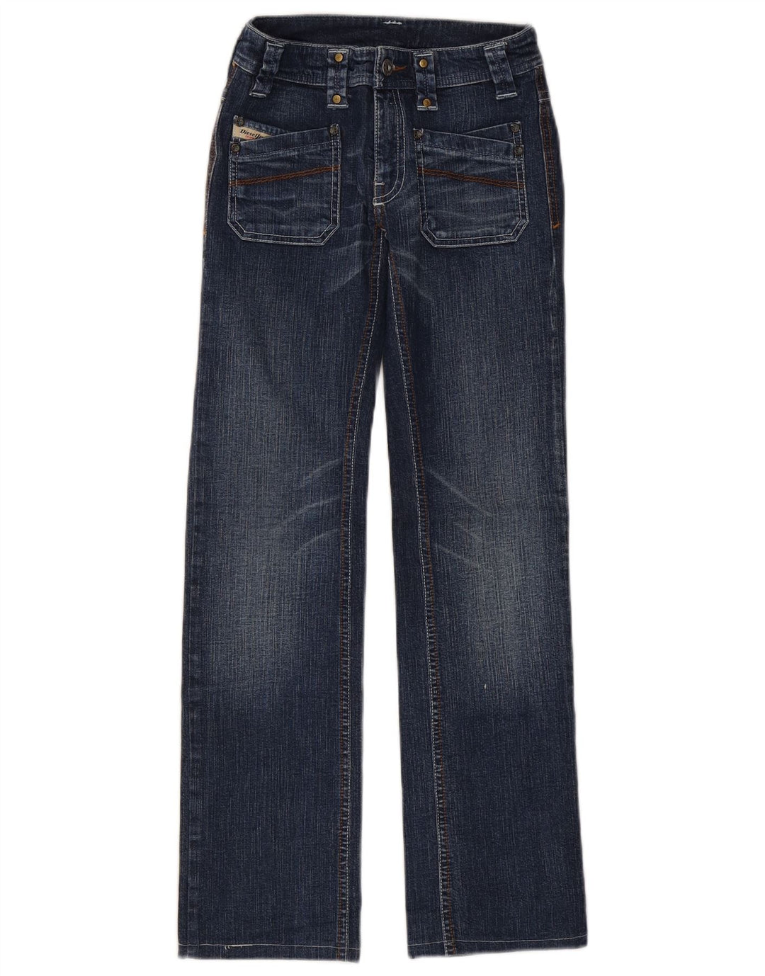 DIESEL Damen Straight Jeans W25 L28 Blaue Baumwolle