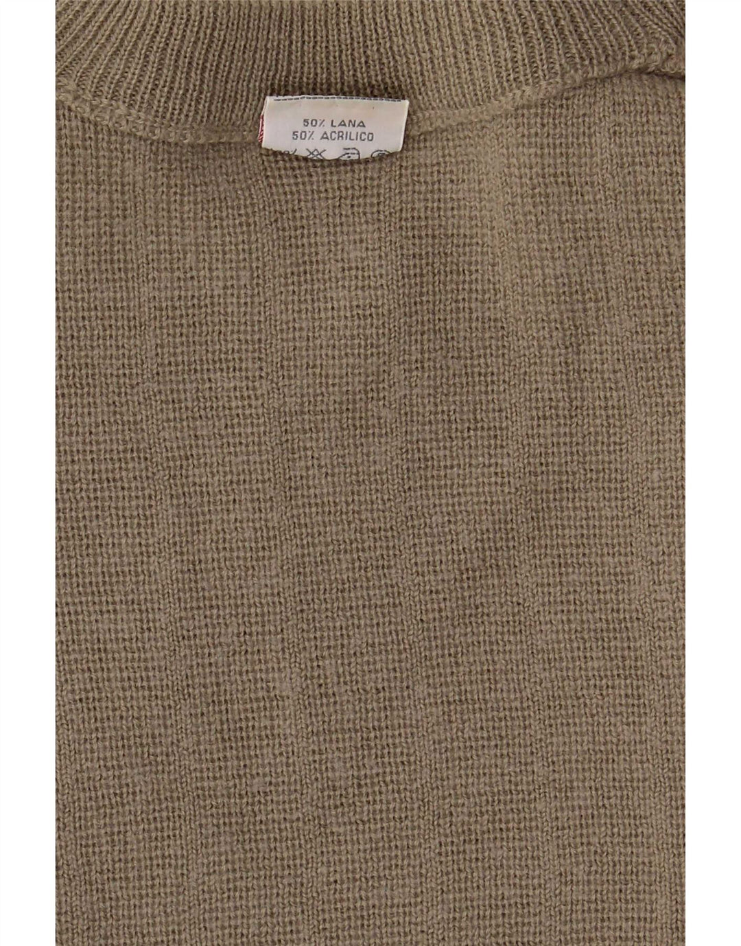 Bernardini Herren-Pullover mit Rundhalsausschnitt, XL, Khaki, geometrische Wolle