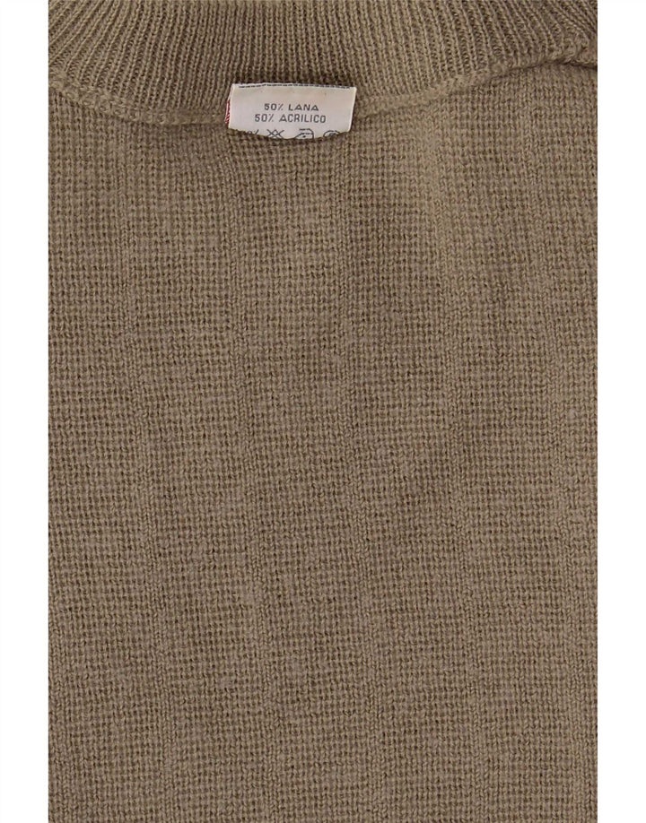Bernardini Herren-Pullover mit Rundhalsausschnitt, XL, Khaki, geometrische Wolle