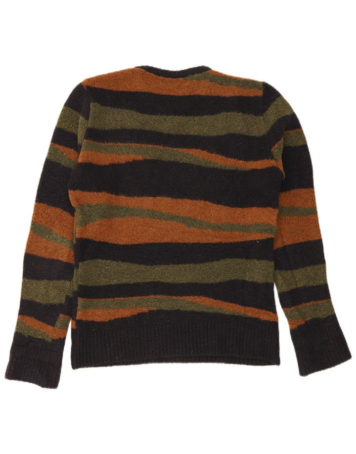 Zara Herren-Pullover mit Rundhalsausschnitt, groß, mehrfarbig, gestreift, Acryl