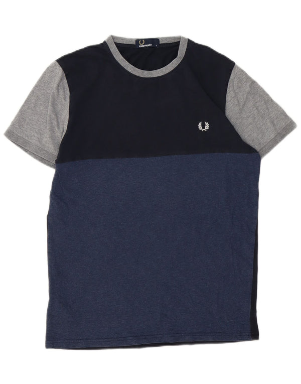 Fred Perry Herren-T-Shirt-Oberteil, klein, marineblau, Colourblock-Baumwolle