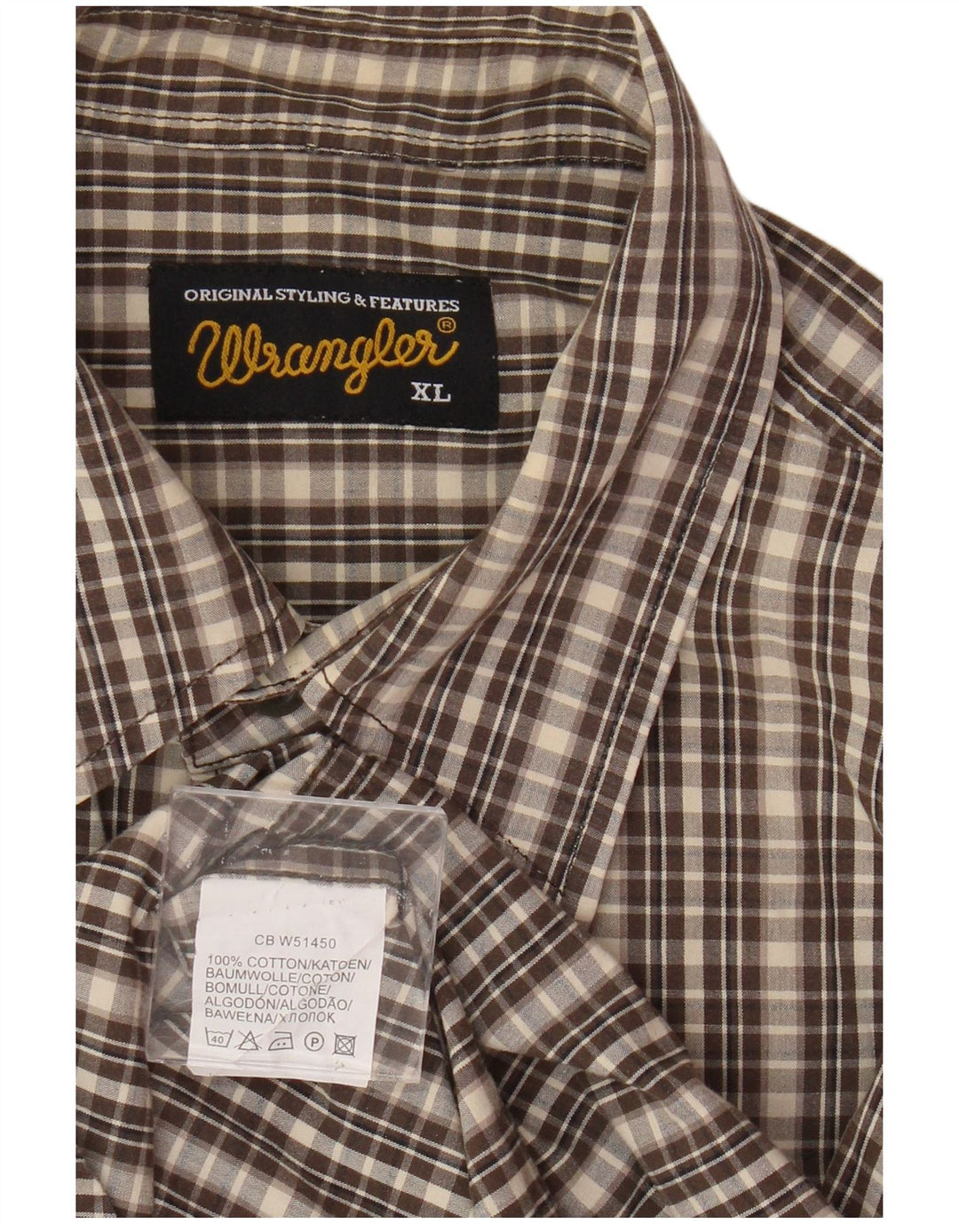 Wrangler Herren-Flanellhemd XL, braun kariert, Baumwolle