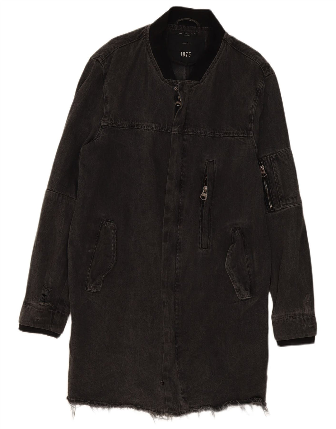 Zara Herren Jeansmantel UK 42 XL Graue Baumwolle