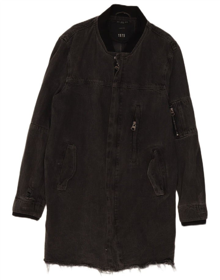 Zara Herren Jeansmantel UK 42 XL Graue Baumwolle