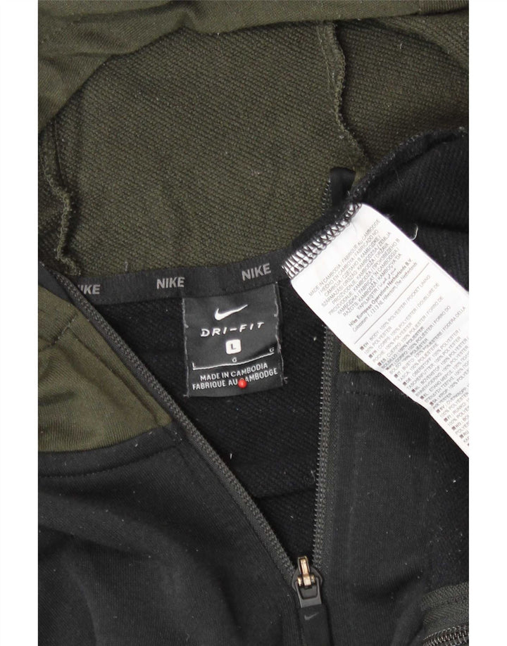 Nike Herren-Kapuzenpullover mit Reißverschluss, groß, schwarzes Farbblock-Polyester