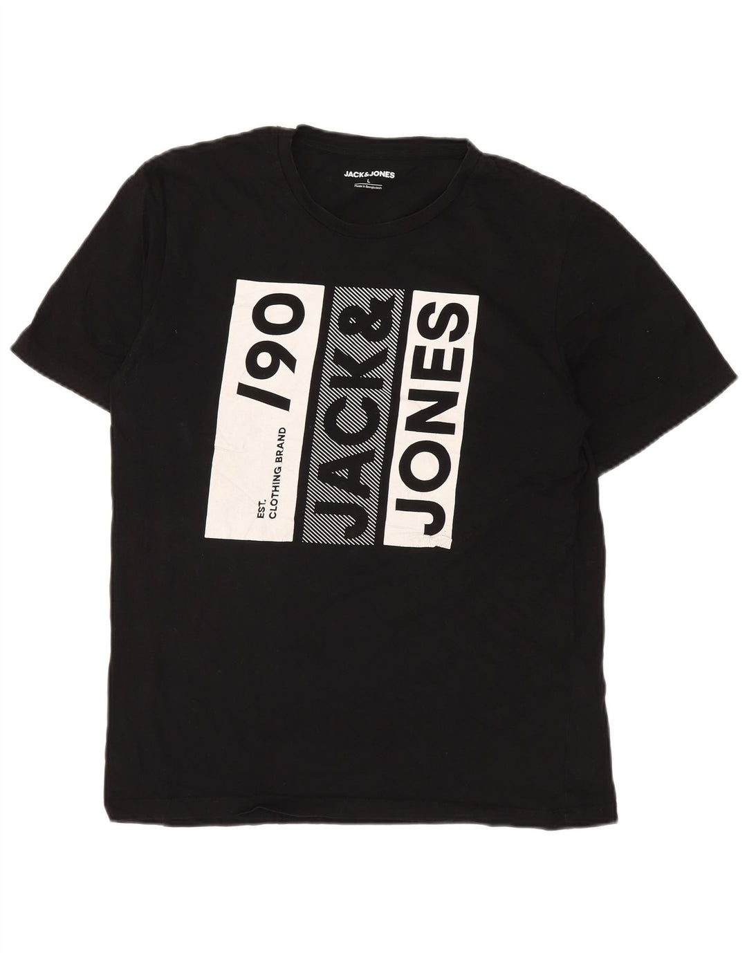 Jack & Jones Herren-T-Shirt mit Grafik, groß, aus schwarzer Baumwolle
