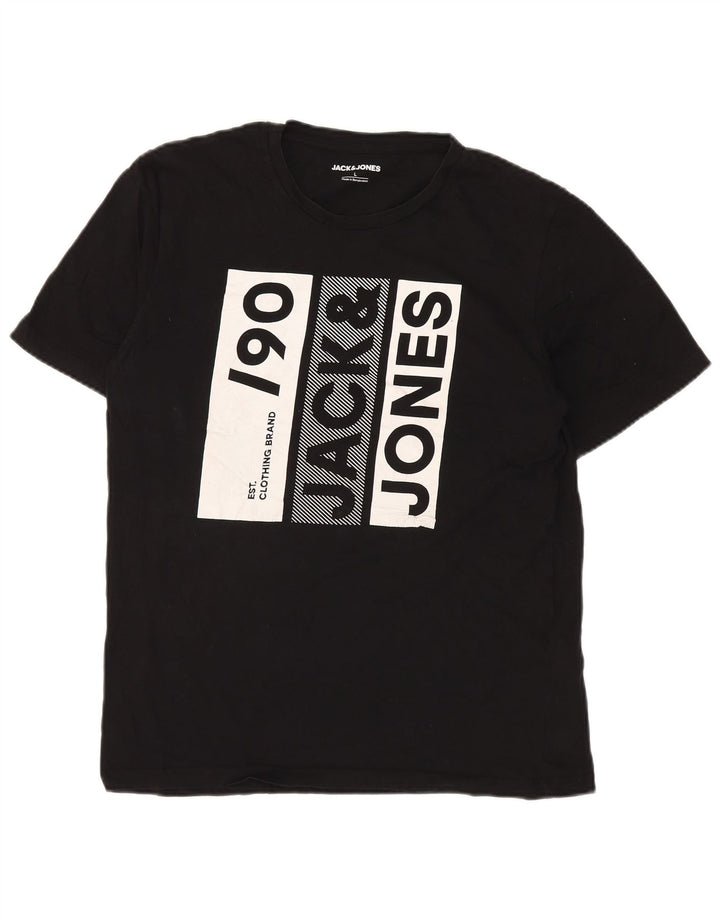 Jack & Jones Herren-T-Shirt mit Grafik, groß, aus schwarzer Baumwolle