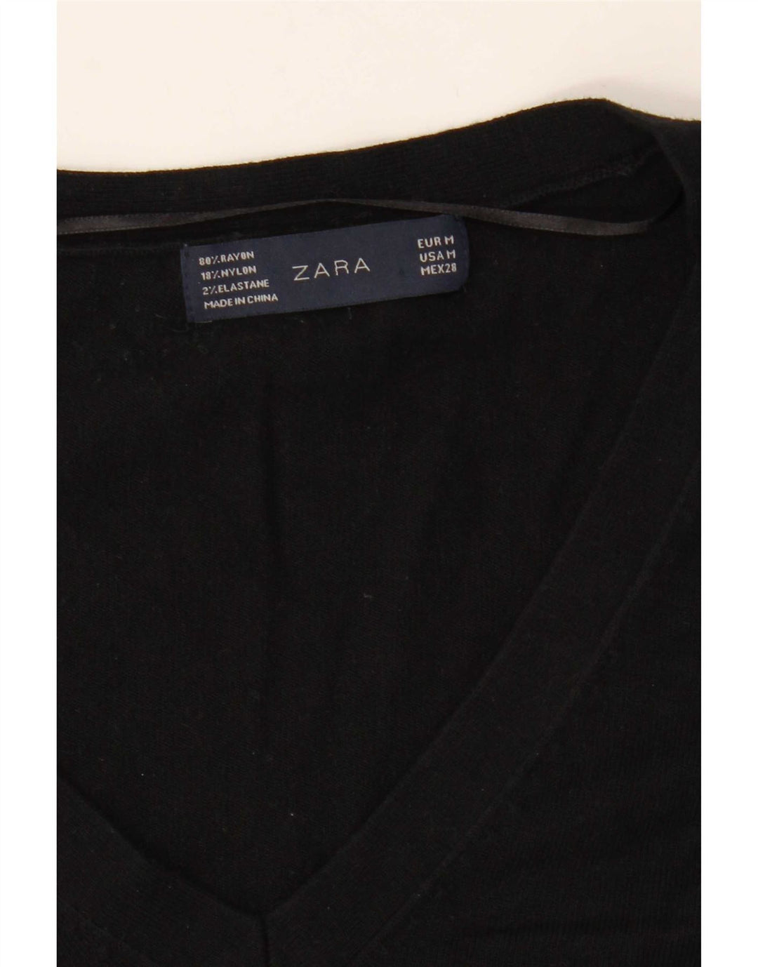 Zara Damen-Pullover mit V-Ausschnitt, Gr. 14, Mittelschwarz, Viskose