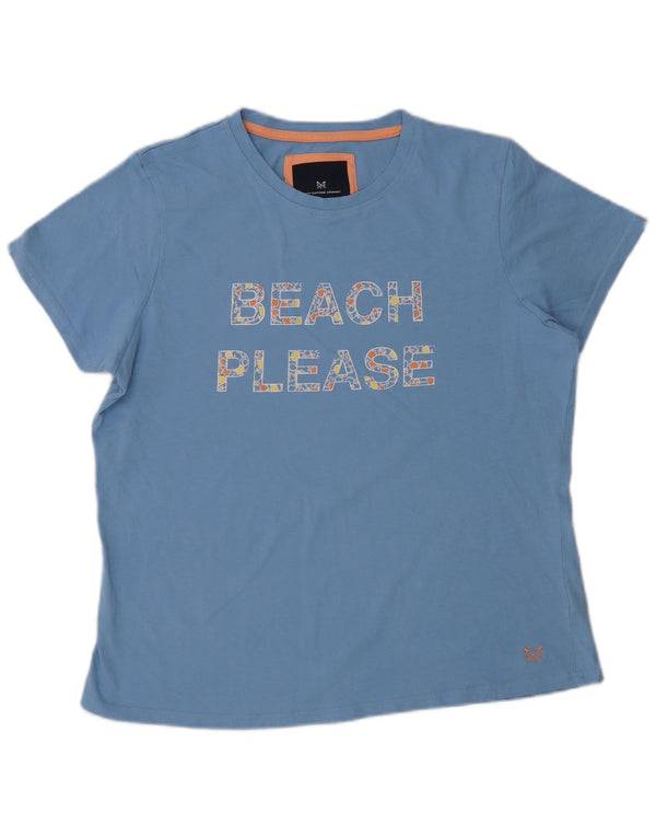Crew Clothing Damen-T-Shirt mit Grafik, UK 44, Größe L, Blau, Baumwolle