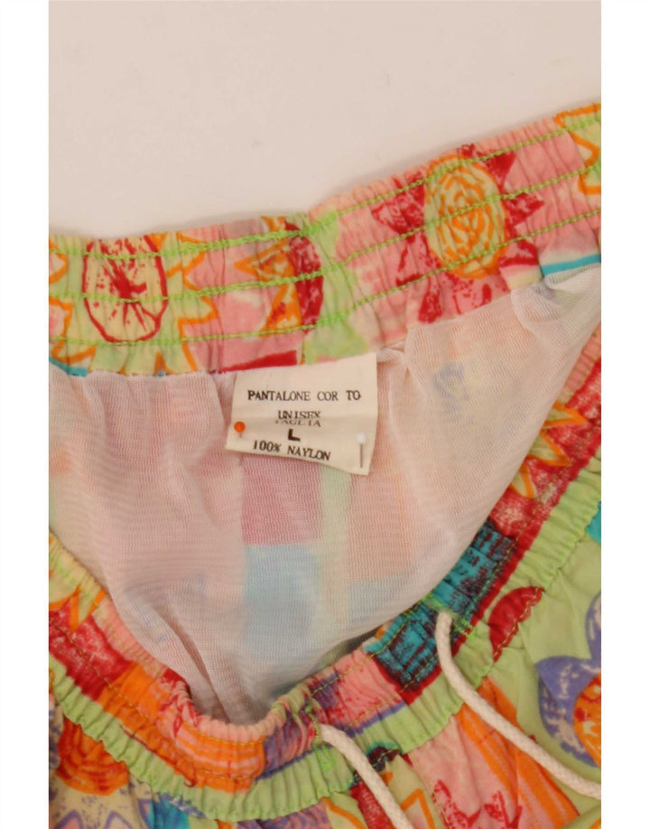 Vintage Herren Unisex Badeshorts mit abstraktem Muster, groß, mehrfarbig
