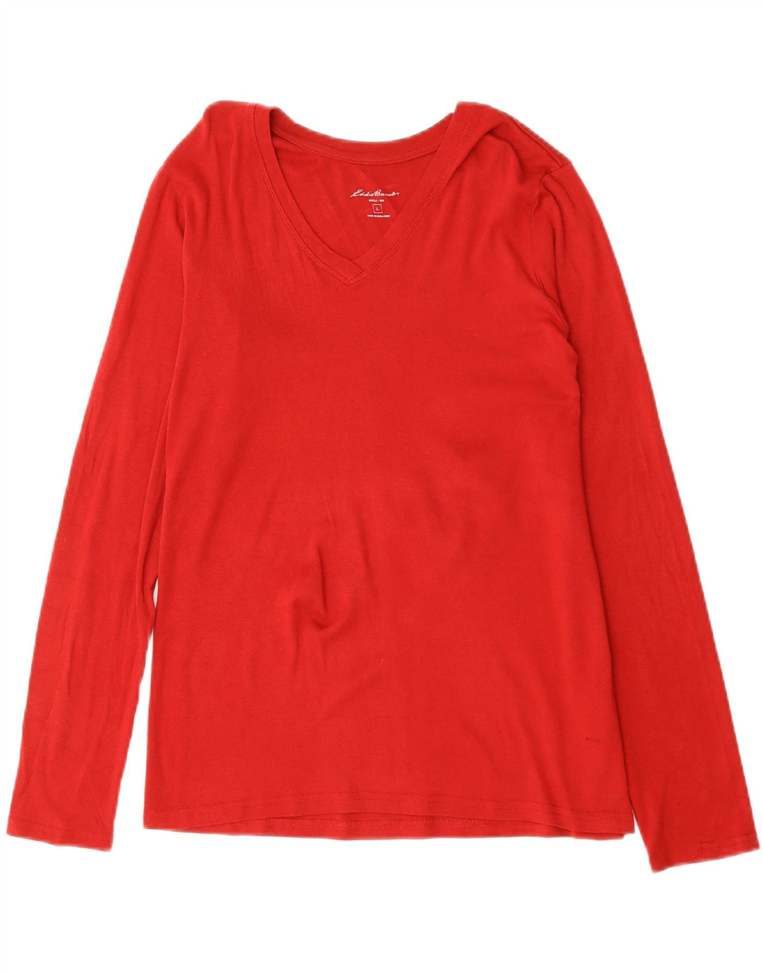 Eddie Bauer Damen Top Langarm UK 16 Große rote Baumwolle