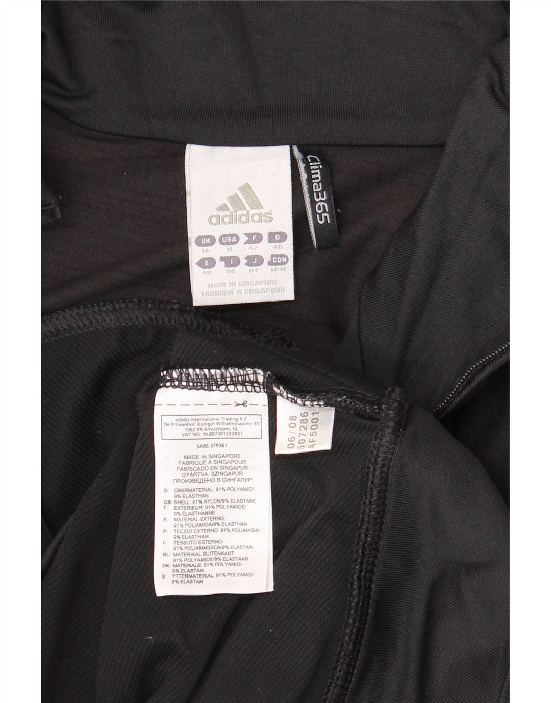 ADIDAS Damen Climalite Trainingsanzug Top Jacke UK 14 Large Schwarz Polyamid