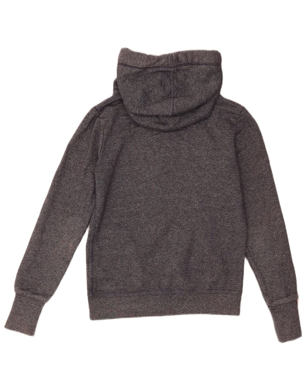 Superdry Damen-Kapuzenpullover mit Reißverschluss, UK 6 XS, graue Baumwolle