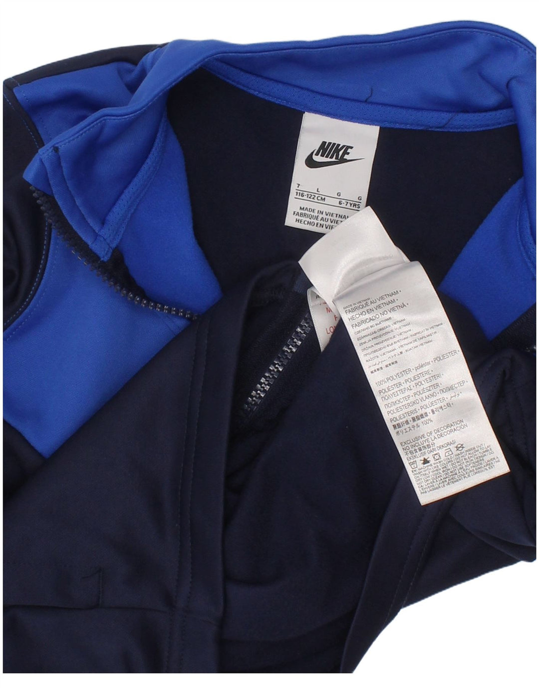 Nike Jungen-Trainingsanzug-Top-Jacke, 6–7 Jahre, groß, Marineblau, Farbblock