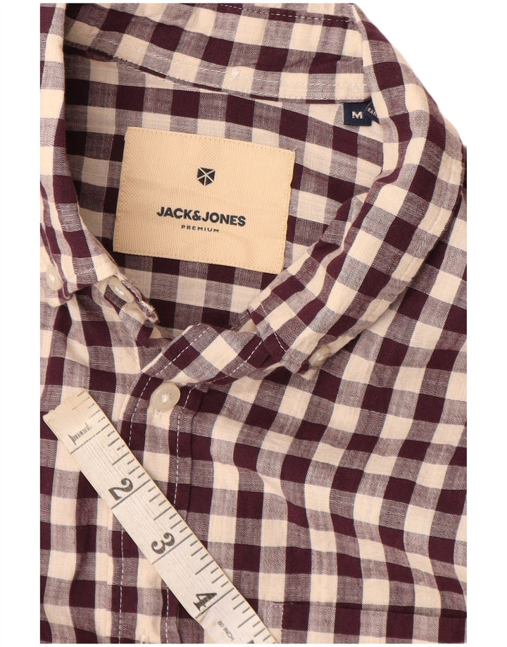 Jack & Jones Herren-Hemd, mittelgroß, Burgunderrot, Gingham-Baumwolle