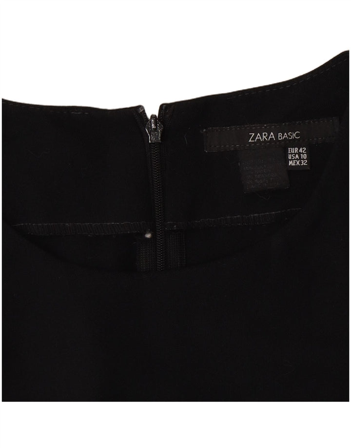 Zara Damen Ärmelloses Etuikleid EU 42 Large Schwarz
