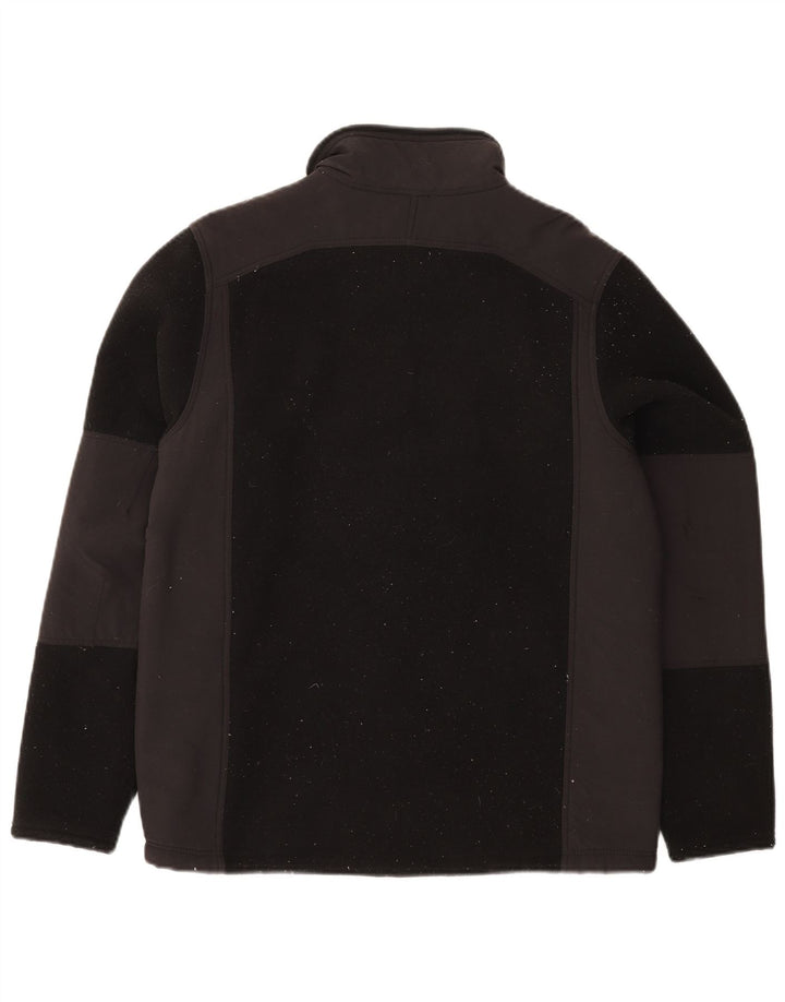 EDDIE BAUER Mens Fleece Jacket UK 38 Medium Black Colourblock Polyester