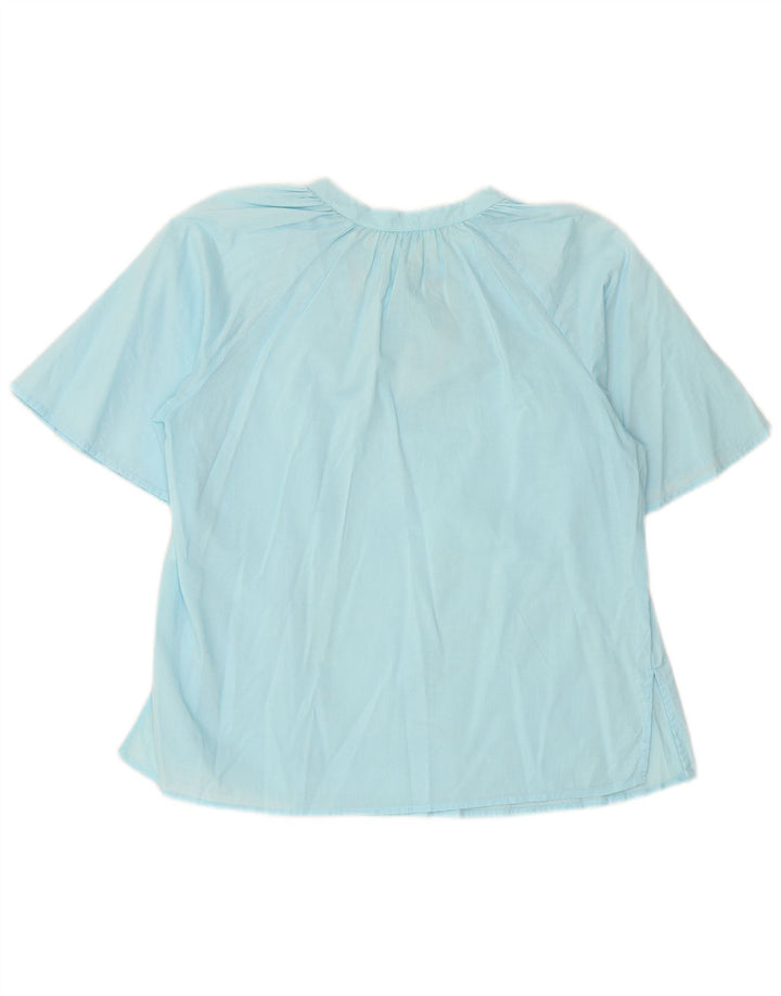 BENETTON Womens Oversized Blouse Top UK 6 XS Blue Cotton