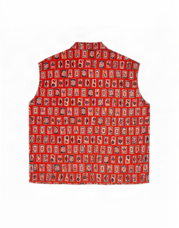 Stefanel Ärmellose Hemdbluse für Mädchen, 11–12 Jahre, rot, geometrisch