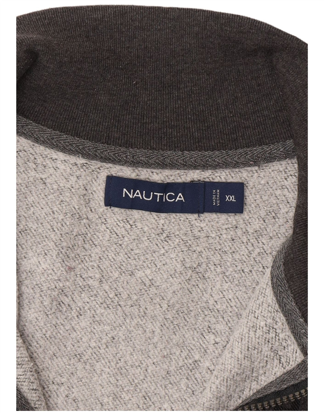 Nautica Herren-Sweatshirt mit Reißverschluss am Hals, 2XL, grau kariert