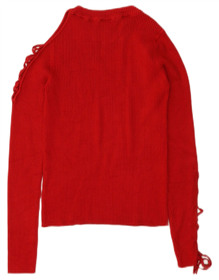 Zara Damen Crop Pullover mit U-Boot-Ausschnitt, UK 12, Mittelrot