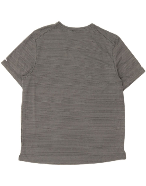 Nike Herren Dri Fit T-Shirt-Oberteil, großes graues Nadelstreifen-Polyester