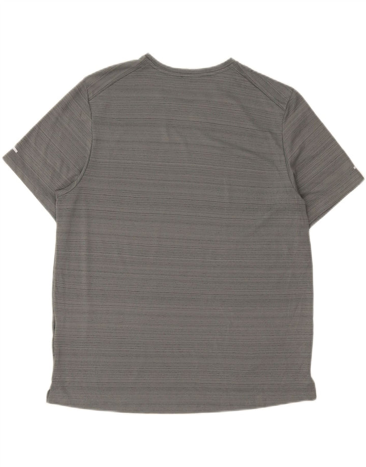 Nike Herren Dri Fit T-Shirt-Oberteil, großes graues Nadelstreifen-Polyester