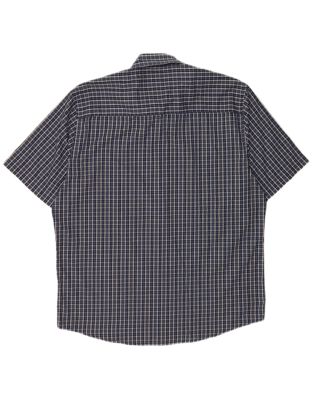 Pierre Cardin Herren-Hemd, kurzärmelig, normale Passform, XL, blau kariert, Polyester