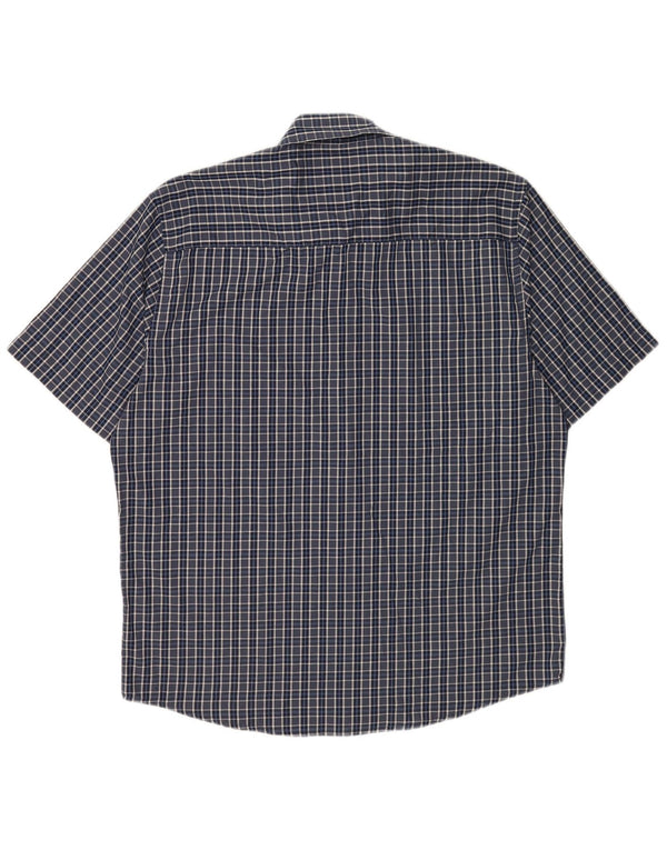 Pierre Cardin Herren-Hemd, kurzärmelig, normale Passform, XL, blau kariert, Polyester
