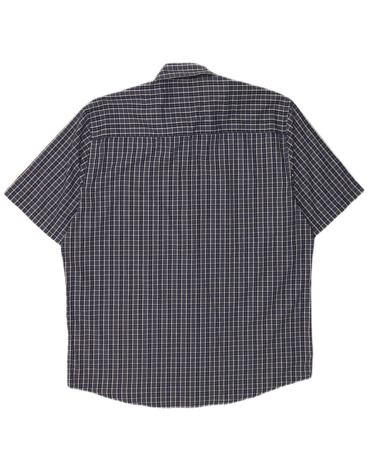 Pierre Cardin Herren-Hemd, kurzärmelig, normale Passform, XL, blau kariert, Polyester