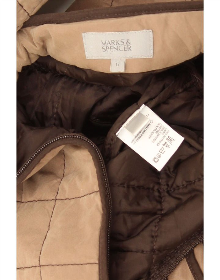Marks & Spencer Damen Wattierte Jacke UK 12 Mittelbraunes Polyester