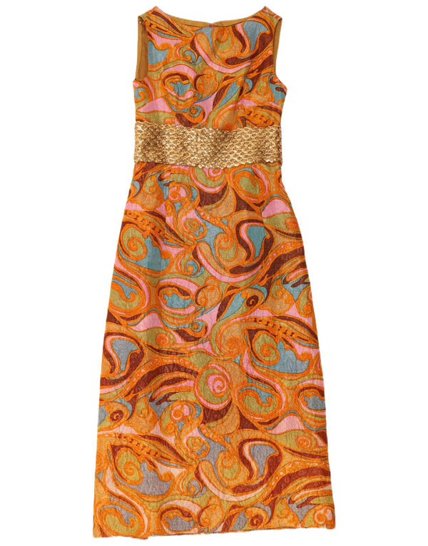 Vintage Damen Ärmelloses Maxikleid UK 12 Medium Mehrfarbig Paisley