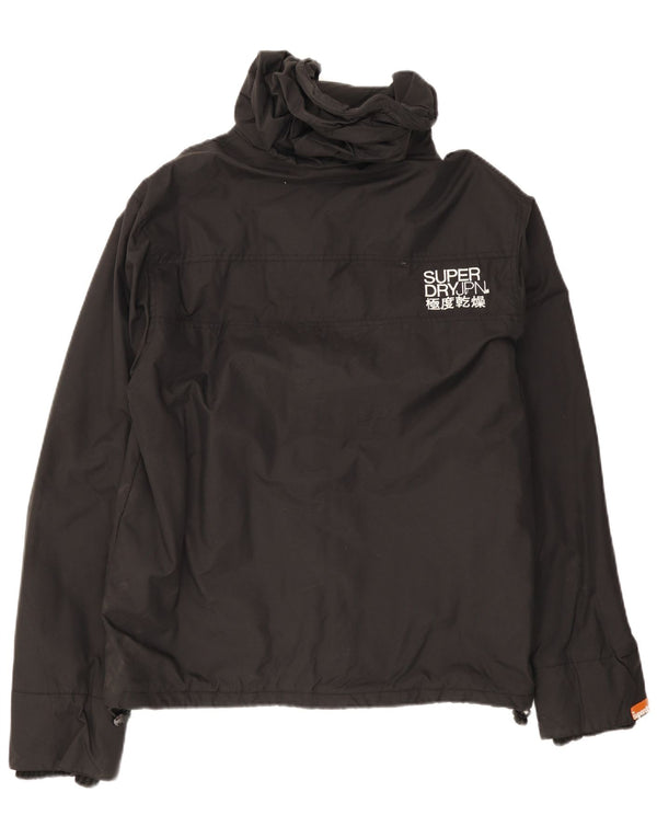 Superdry Herren-Windbreakerjacke mit Kapuze, UK 44 2XL, schwarzes Nylon