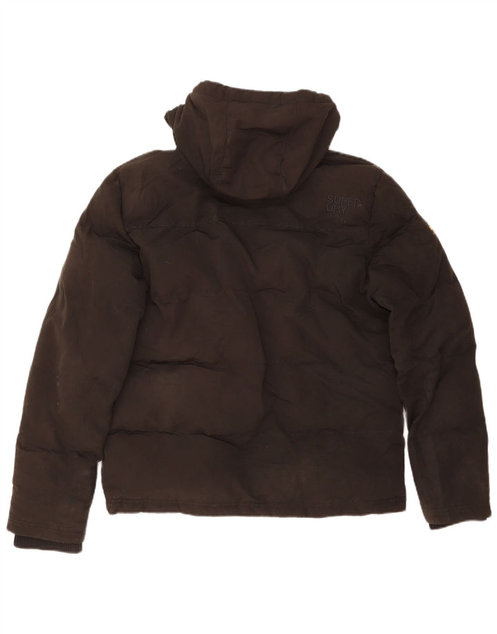 SUPERDRY Wattierte Herrenjacke mit Kapuze, UK 36, Größe S, Schwarz, Polyester