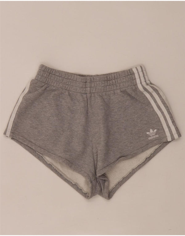 Adidas Damen Sportshorts UK 8 Small Graue Baumwolle