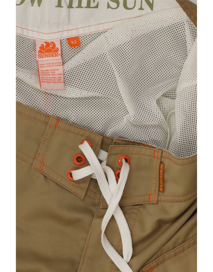 Sundek Herren-Badeshorts mit Grafik, mittelbeigefarbenes Polyester