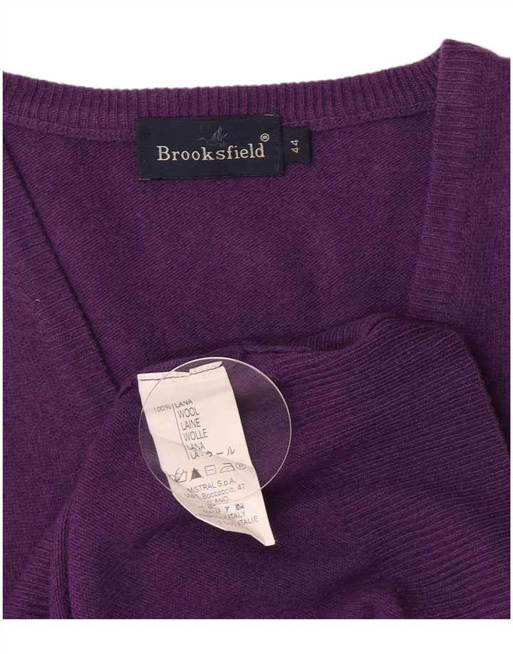 Brooksfield Damen-Pullover mit V-Ausschnitt IT 44 Mittelviolette Wolle