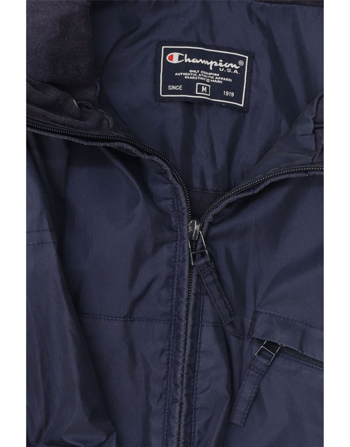CHAMPION Mens Hooded Windbreaker Jacket UK 38 Medium Navy Blue