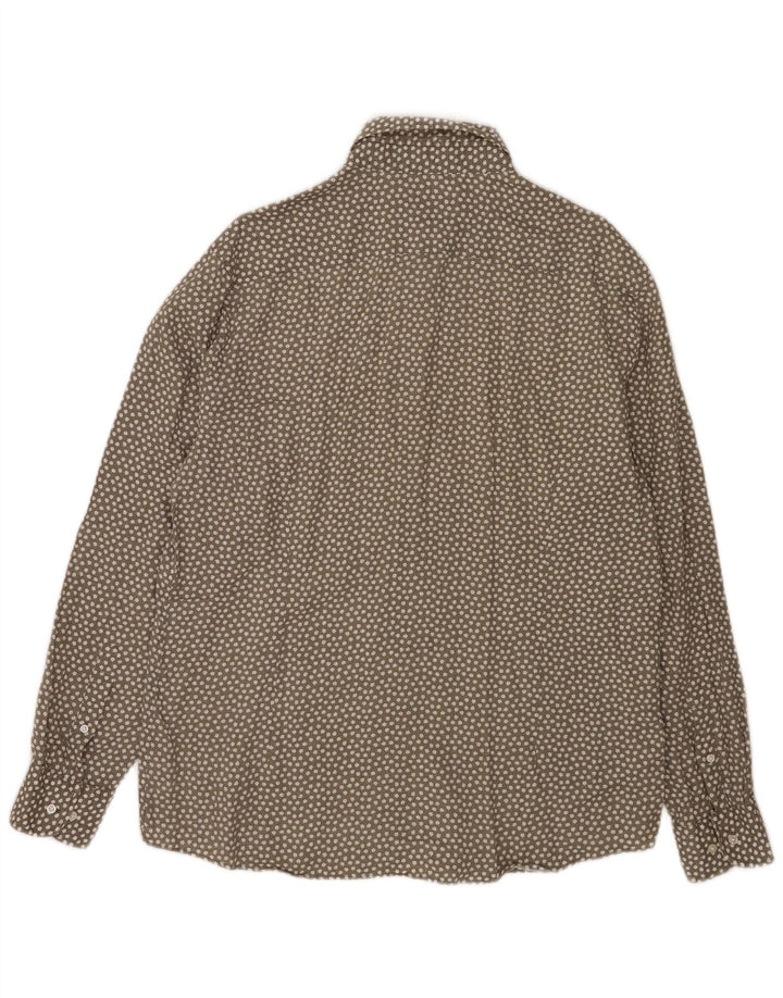 Massimo Dutti Herrenhemd XL Grau geblümtes Leinen