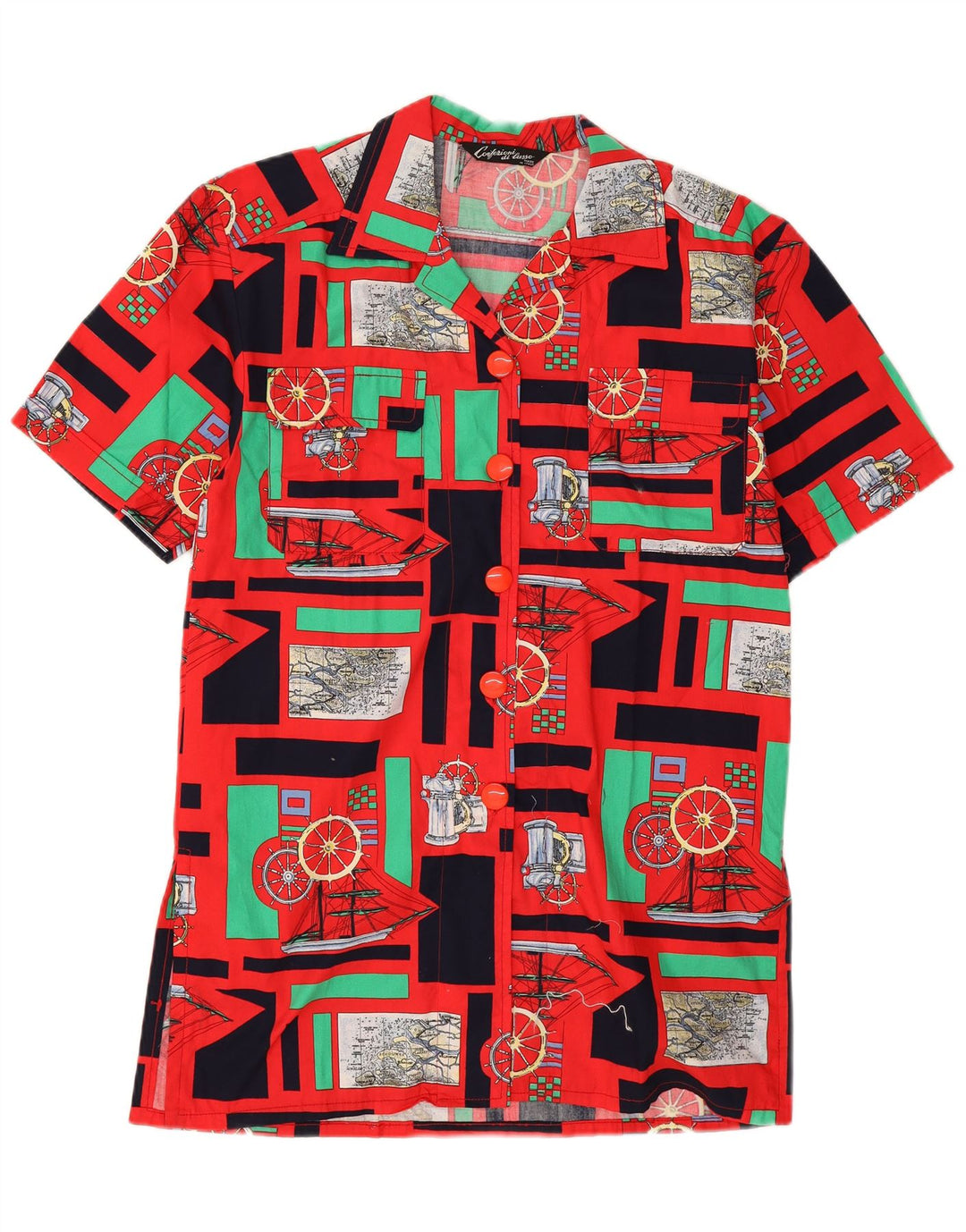 Confezioni Di Lusso Damen Grafik-Hemdkleid UK 12 Mittelrot Patchwork