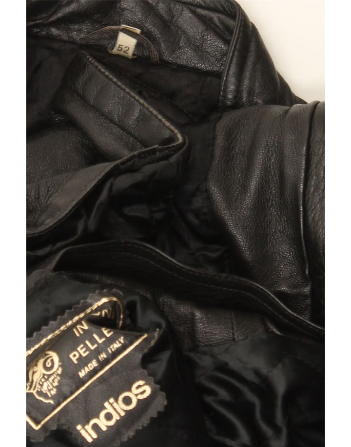 Indios Herren Lederjacke IT 52 XL Schwarzes Leder