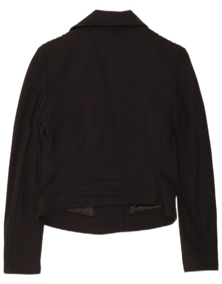 Guess Damen Crop Full Zip Blazer Jacke UK 8 Small Schwarze Viskose
