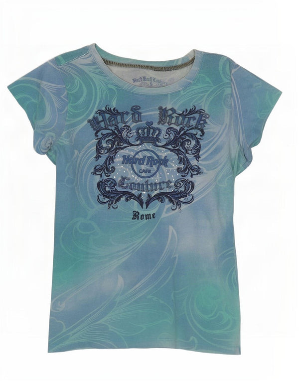 Hard Rock Cafe Damen Rome Graphic T-Shirt Top UK 8 Small Mehrfarbig