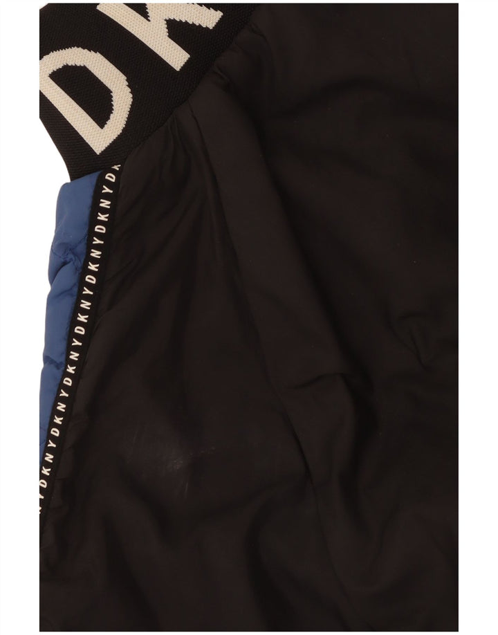 Dkny Womens Graphic Quilted Jacket UK 14 Mittelblaues Colourblock-Polyester