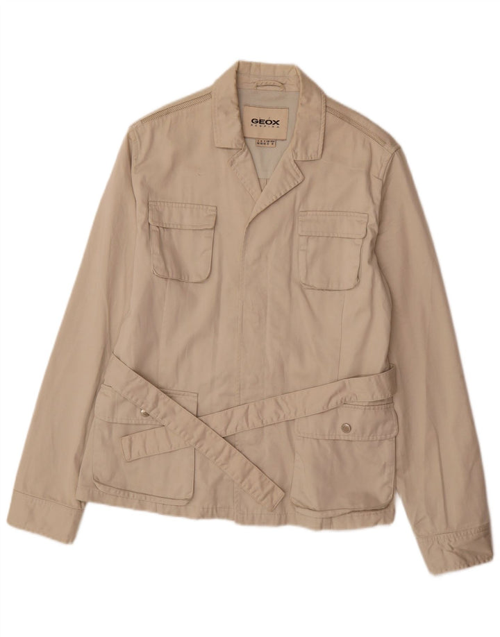 GEOX Womens Utility Jacket UK 12 Medium Beige Cotton