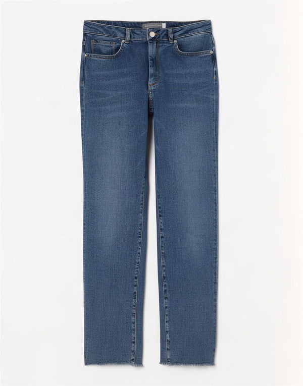 MINT VELVET Gerade Jeans für Damen UK 10 Small W27 L26 Blaue Baumwolle