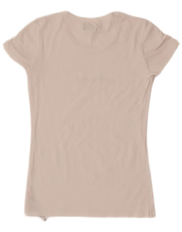 Emporio Armani Damen Grafik T-Shirt Top UK 6 XS Weiße Baumwolle