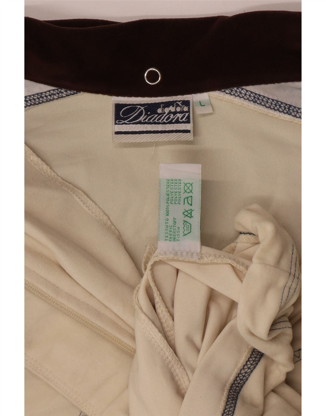 Diadora Damen-Trainingsanzug mit Kapuze, Oberteil, Jacke, groß, beige, geometrisches Polyester