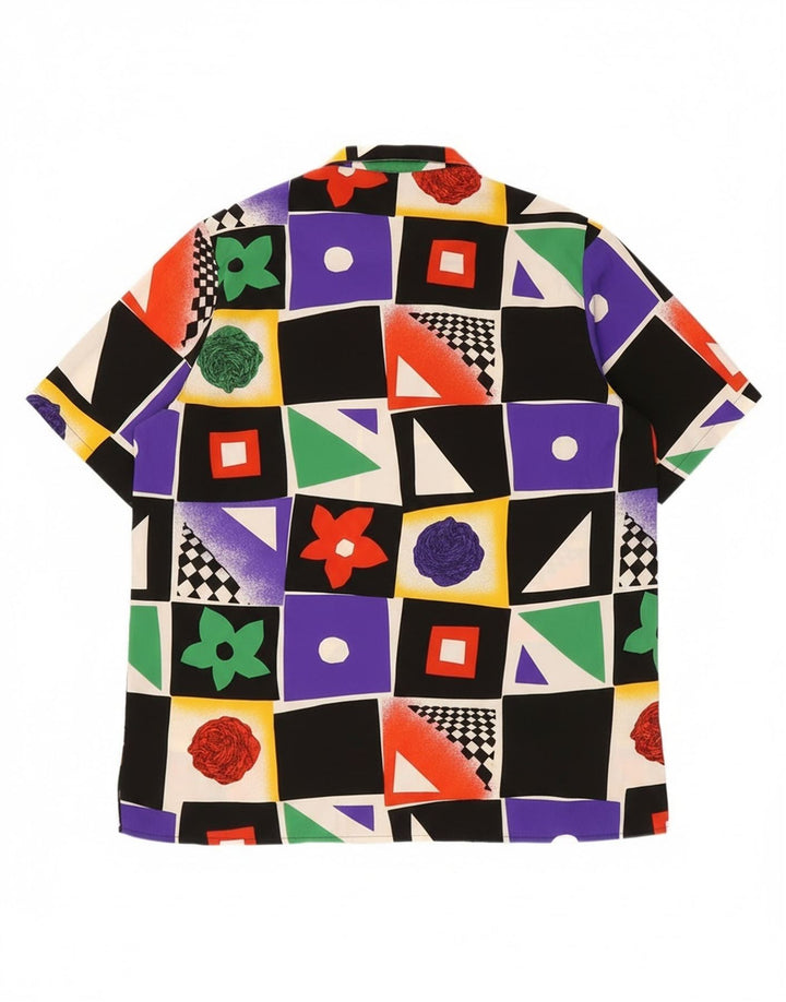 Vintage Herren Hemd mit abstraktem Muster, mittelgroß, mehrfarbig, geometrisch